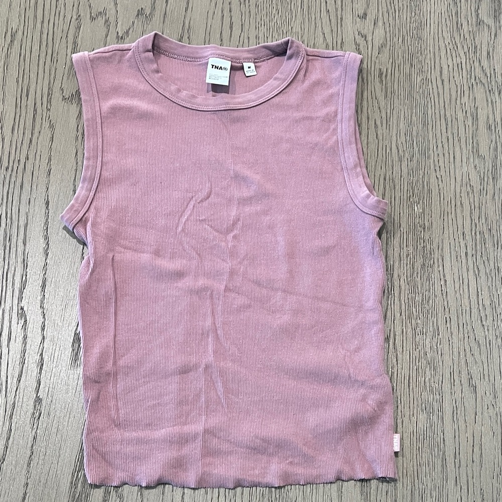 TNA Ribbed Tank Top in Dusty Mauve medium
